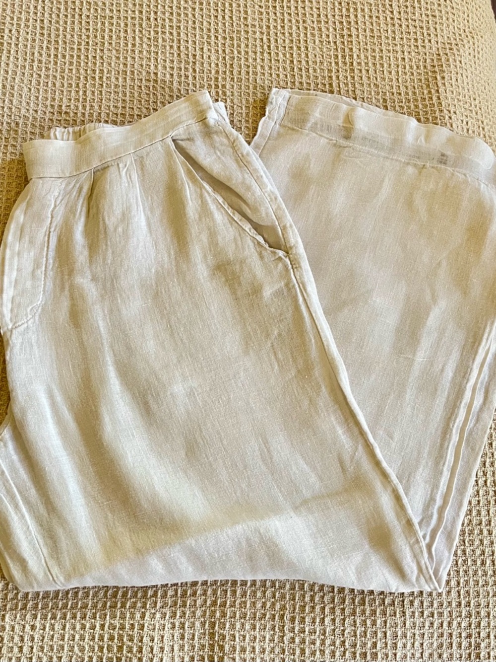Lightweight Italian Linen Pants in Pale Beige
